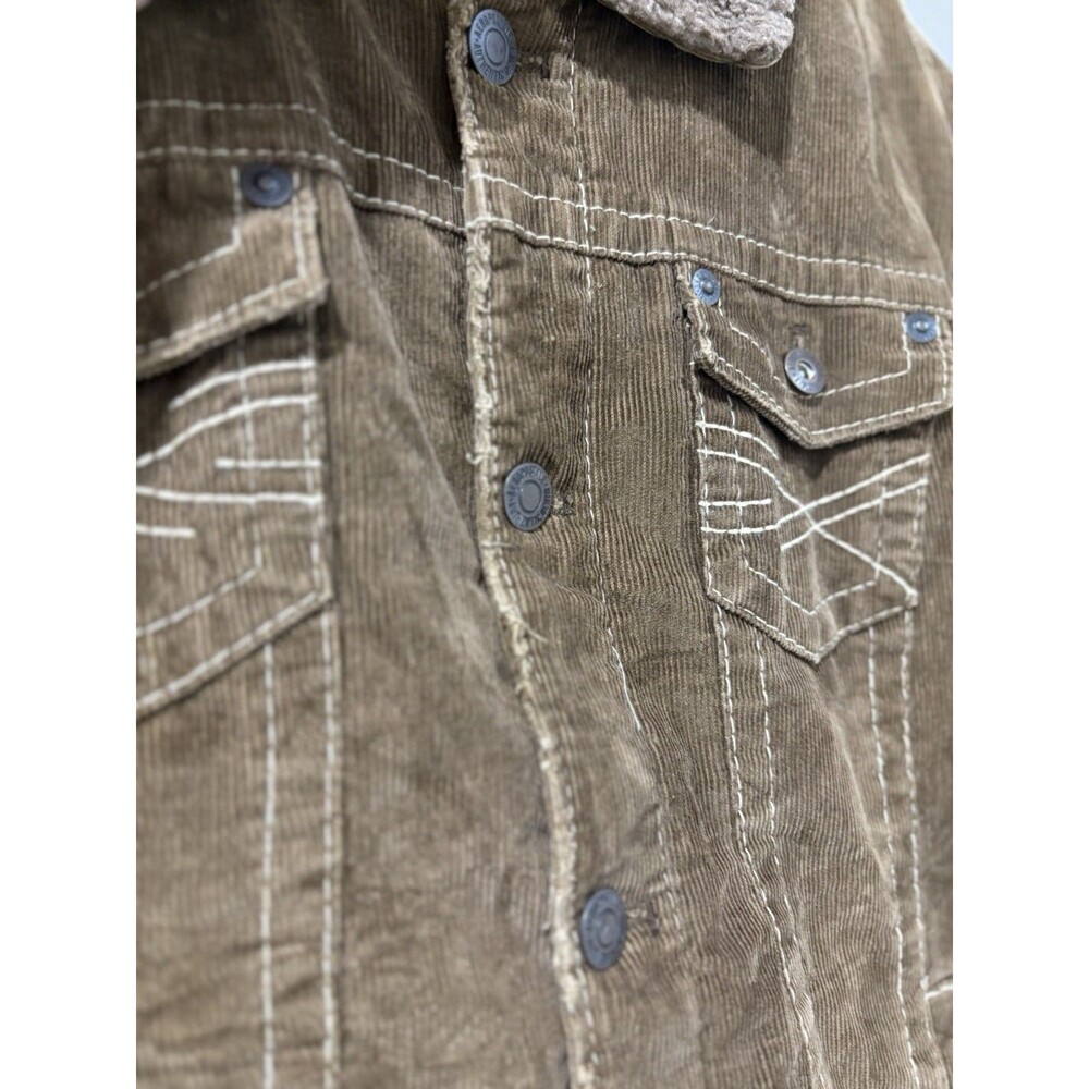 Compagnie Generale Men's Brown Sherpa Lined Cotton Trucker Jacket Button XL - Picture 10 of 10